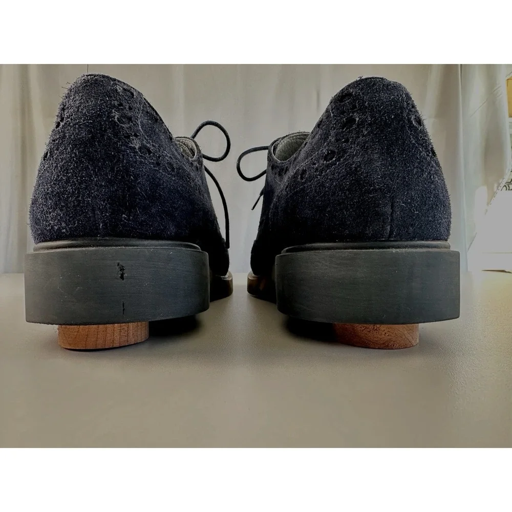 Anthony Miles Blue Suede Brogue‎ Shoes Clear Sole Men's Lace-Up Size 11 Shoes
